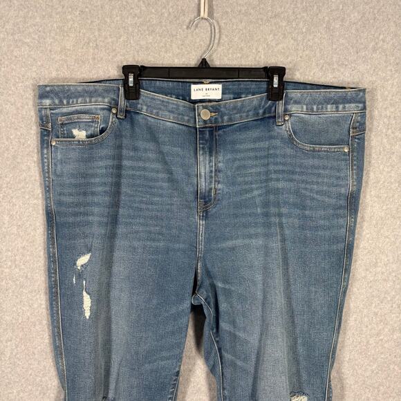 Lane Bryant Jeans Womens 26 Bootcut Knee Holes Distressed High Rise Ripped Torn‎ - Picture 2 of 11